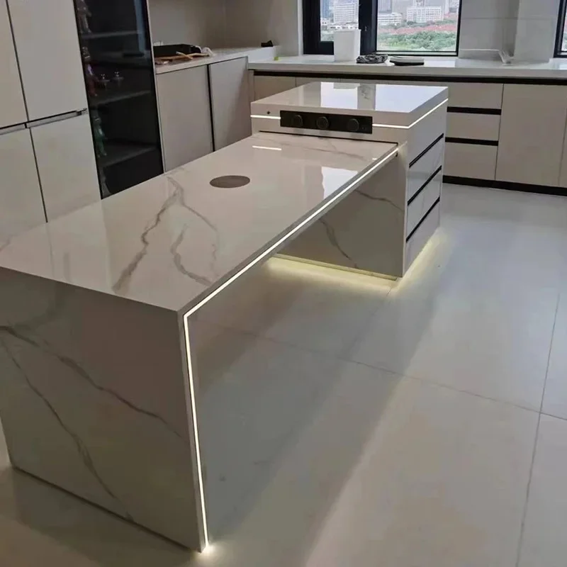 Rock slab island table one household butter wind multi-function induction cooker retractable modern simple light luxury restaura