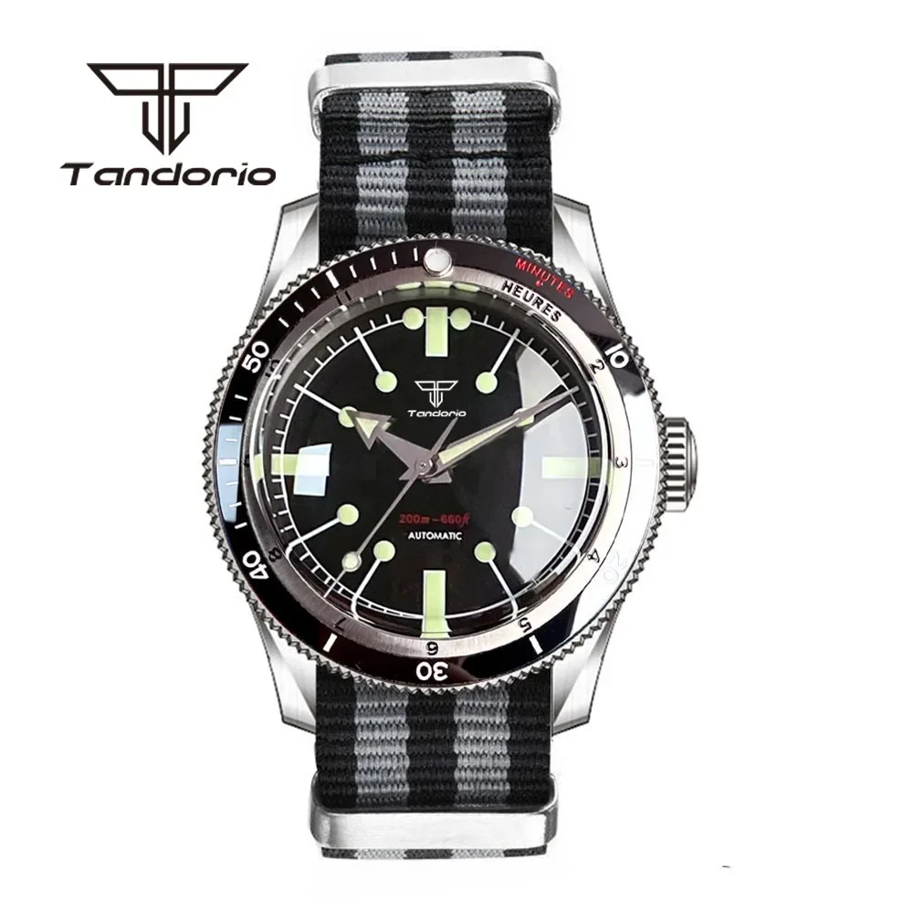 Tandorio Double Domed Sapphire Crystal 20bar 40mm Automatic Watch for Men NH35A PT5000 Movement 120 Clicks Bezel Luminous Dial