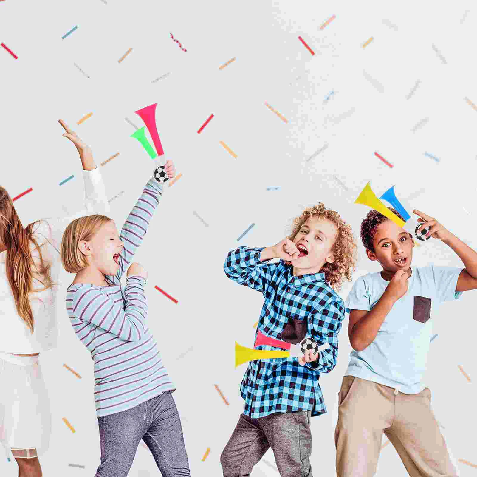 10 Pcs Trumpet Plastic Horns Football Sports Air Noisemakers Footballs Toys Double Party