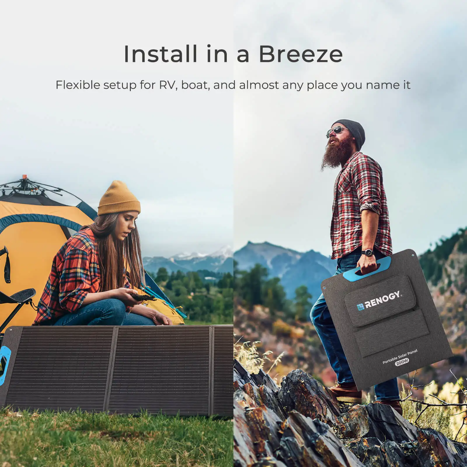 Renogy 200W Portable Solar Panel, IP65 Waterproof Foldable Solar Panel Power Backup, Solar Charger for Power Station RV Camping 5