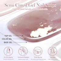Jelly Pink Glitter Semi Cured Gel Nail Sticker Long-Lasting UV Nail Sticker UV/LED Extension Gel Polish Full Cover 4