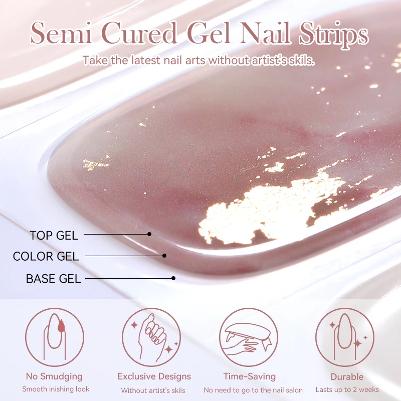 Harunouta Gradient Semi Cured Gel Nail Sticker Long-Lasting UV Nail Sticker UV/LED Extension Gel Nail Foil Gel Polish Full Cover 5