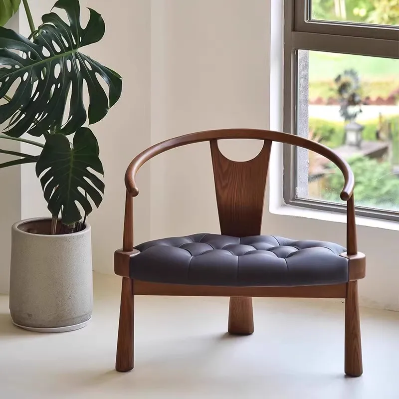 Solid Wood Simple Single Sofa Chair Modern Balcony Living Room Leisure Comfortable Tea Table and Chair