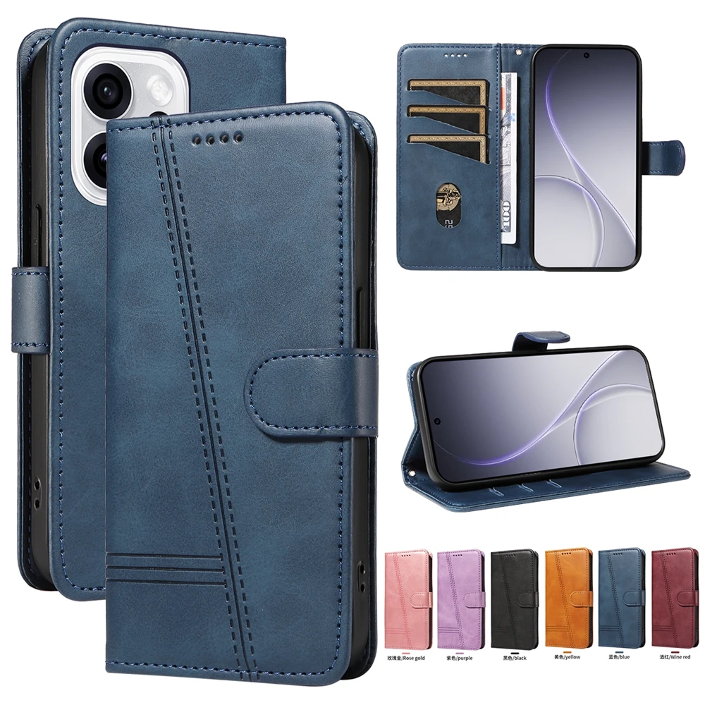 Premium Magnetic Leather Wallet Case with Card Slots - Protective Cover