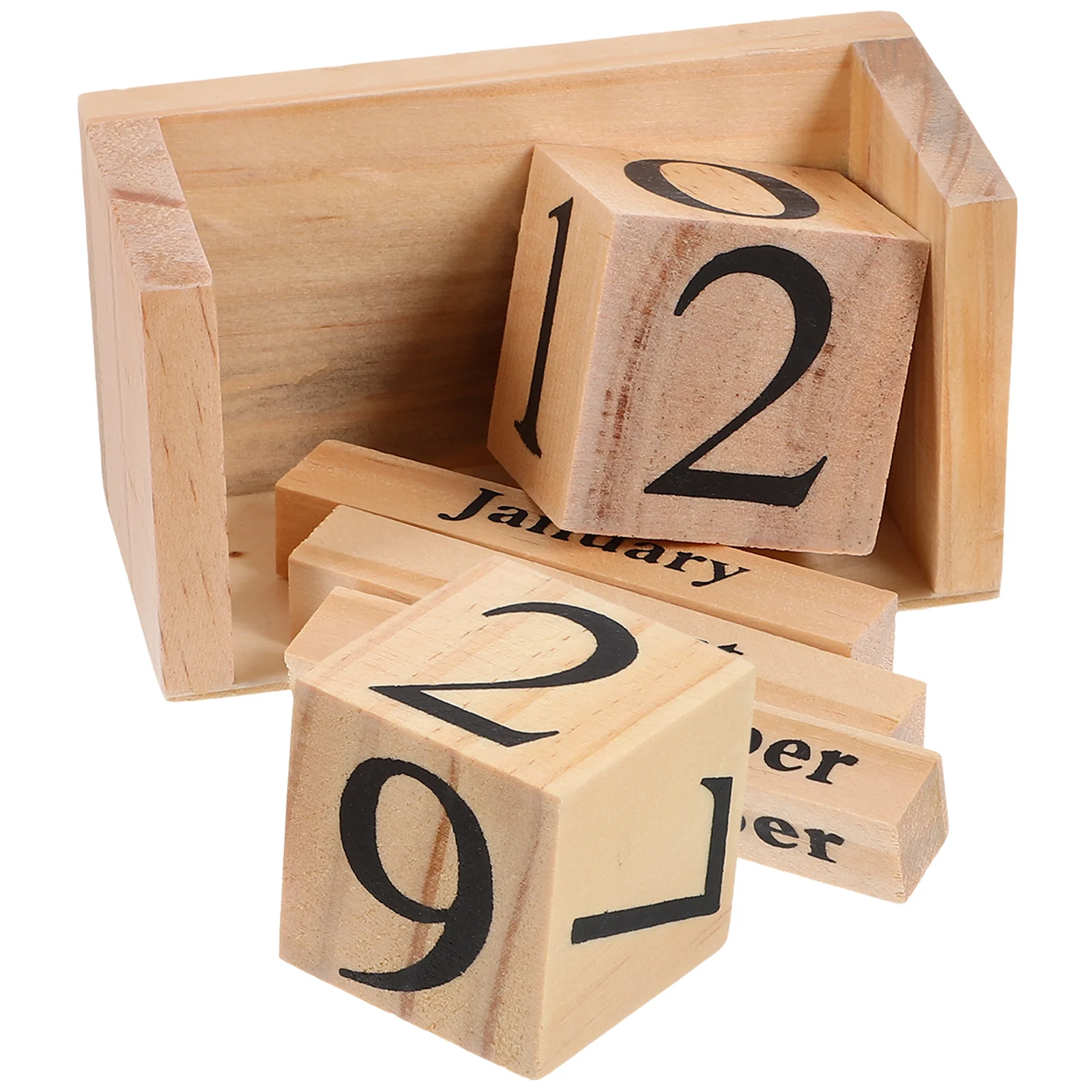 Wooden Block Desktop Office Decor Counter Blocks Table Household Small Retro Desk Calendar