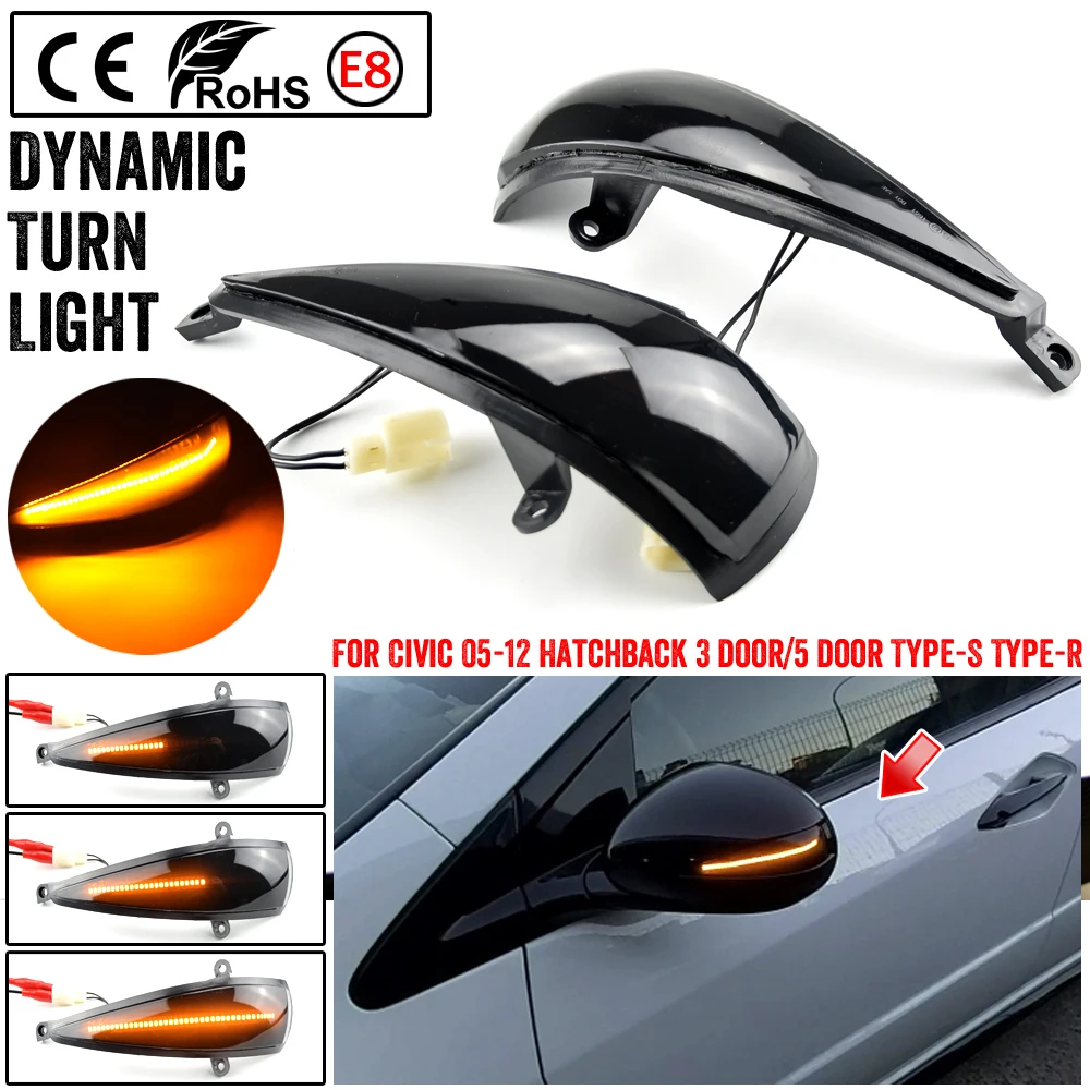 Indicatore sequenziale direzione Indicatore di Direzione Dinamico A LED per Civic 8th MK8 Type-S Type-R FN 1 2 3 Indicatore A Specchio Lampada Lampeggiante 2PCS Luce dinamica