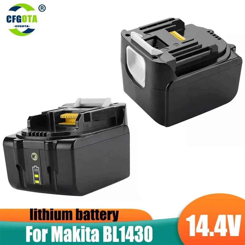 

BL1440 BL1430 14.4V 6000mAh Lithium Cordless Power Tools Rechargeable Battery for Makita BL1415 BL1460 194559-8 BDF343 TD130D