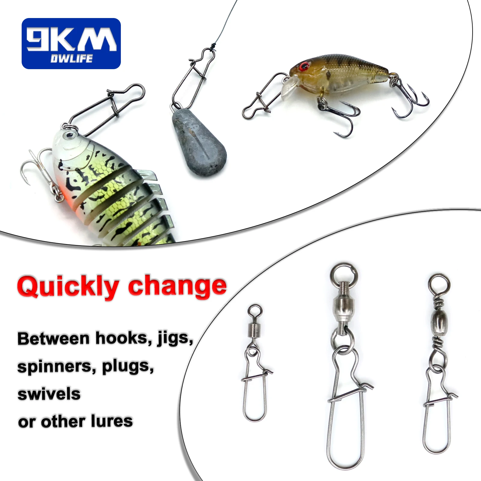 Bottoni automatici da pesca clip di bloccaggio rapido connettore da pesca in acciaio inossidabile Tackle Duo Lock Clips girevoli da pesca anelli solidi bottoni automatici di sicurezza