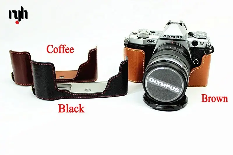 Nuova Borsa Per Fotocamera A Metà Corpo In Vera Pelle Per Olympus Em5 Ii Omd Em5Ii Em5 Mark Ii Coperchio Inferiore Batteria Aperta