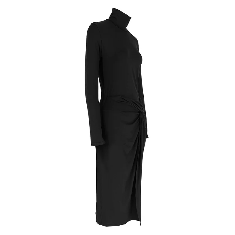 Sexy Dresses Women y2k Clothing Solid Color Turtleneck Long Sleeve High Slit Bodycon Dresses Cocktail Party Dresses 5 Sexy Dresses Women y2k Clothing Solid Color Turtleneck Long Sleeve High Slit Bodycon Dresses Cocktail Party Dresses