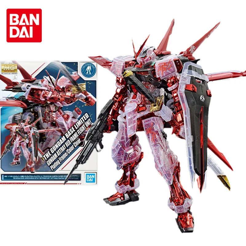 Bandai Original Gundam Model Kit Anime Mg 1/100 Base Limited Fuori Strada Red Frame Flight Unit Action Figures Giocattoli Regali Per Bambini