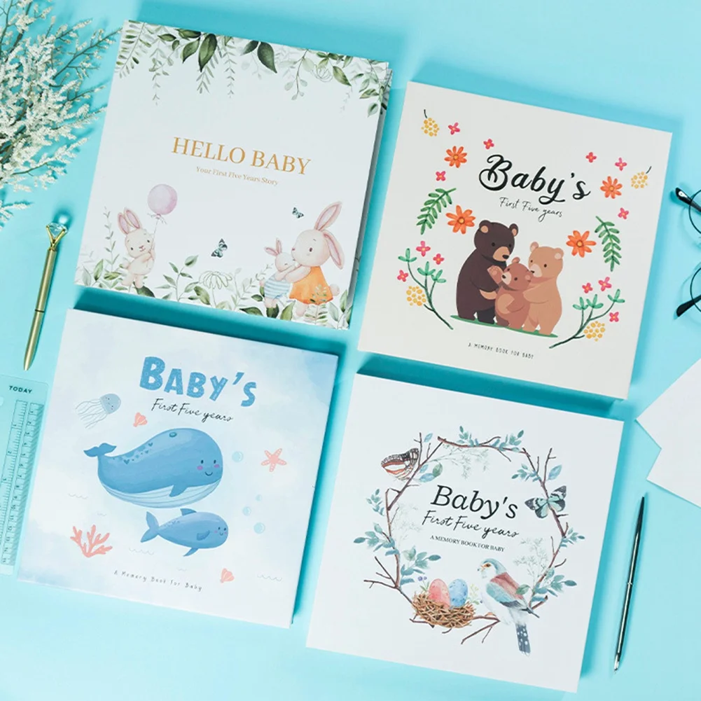 AC57- 메모리 북 스크랩북 사진 앨범 임신 일기 귀여운 동물 기념품 기록 성장 저널 핸드 계정