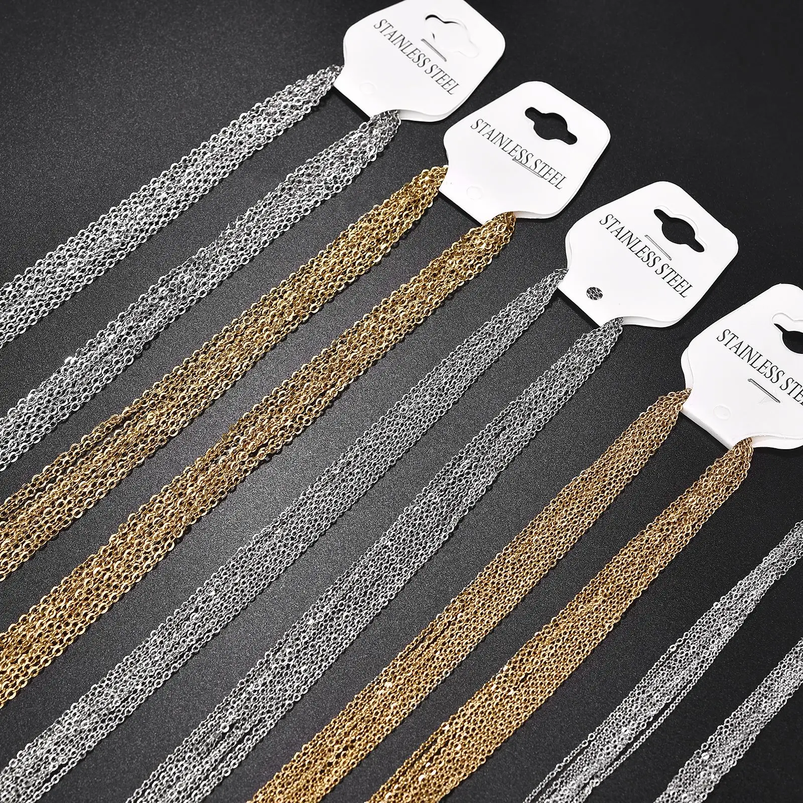 10pcs Gold Color Stainless Steel Link 45/50/55/60CM Bulk Necklace Chains  Jewelry Cuban Chains Wholesale Chain Chokers DIY Crafts - AliExpress