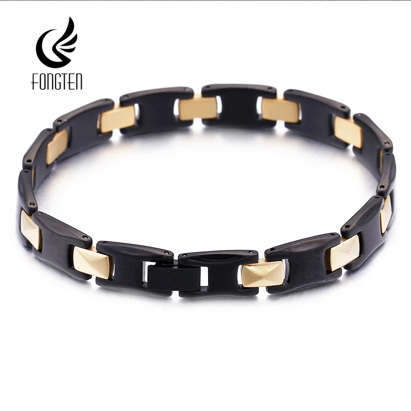 

Fongten Stainless Steel Wrist Charm Bangle Bracelet For Men Watchband Chain Men Bracelets Gold Silver Color Hip Hop Jewelry