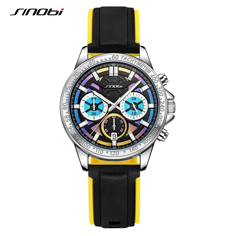 

SINOBI Waterproof Sport Military Quartz Watch for Men Mens Watches Luxury Brand Silicone Strap Watches Gifts Relogio Masculino