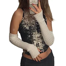 

Women's Sleeves, 1 Pair Adult Female Solid Color Ribbed Knitted Arm Sleeves with Thumb Hole