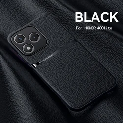Luxury Leather Magnetic Phone Case - Shockproof Car Holder Cover for Honor 400 Lite (PW-Black)