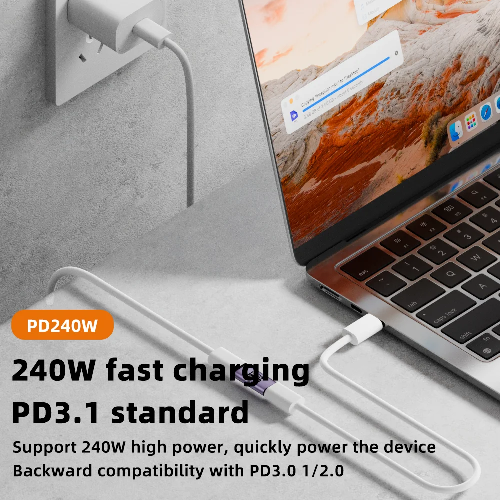 USB C 암-암 어댑터 PD 240W 80Gbps 16K 60Hz 비디오 - 썬더볼트 4/3 맥북 프로/에어 아이패드 USB-C 허브와 호환