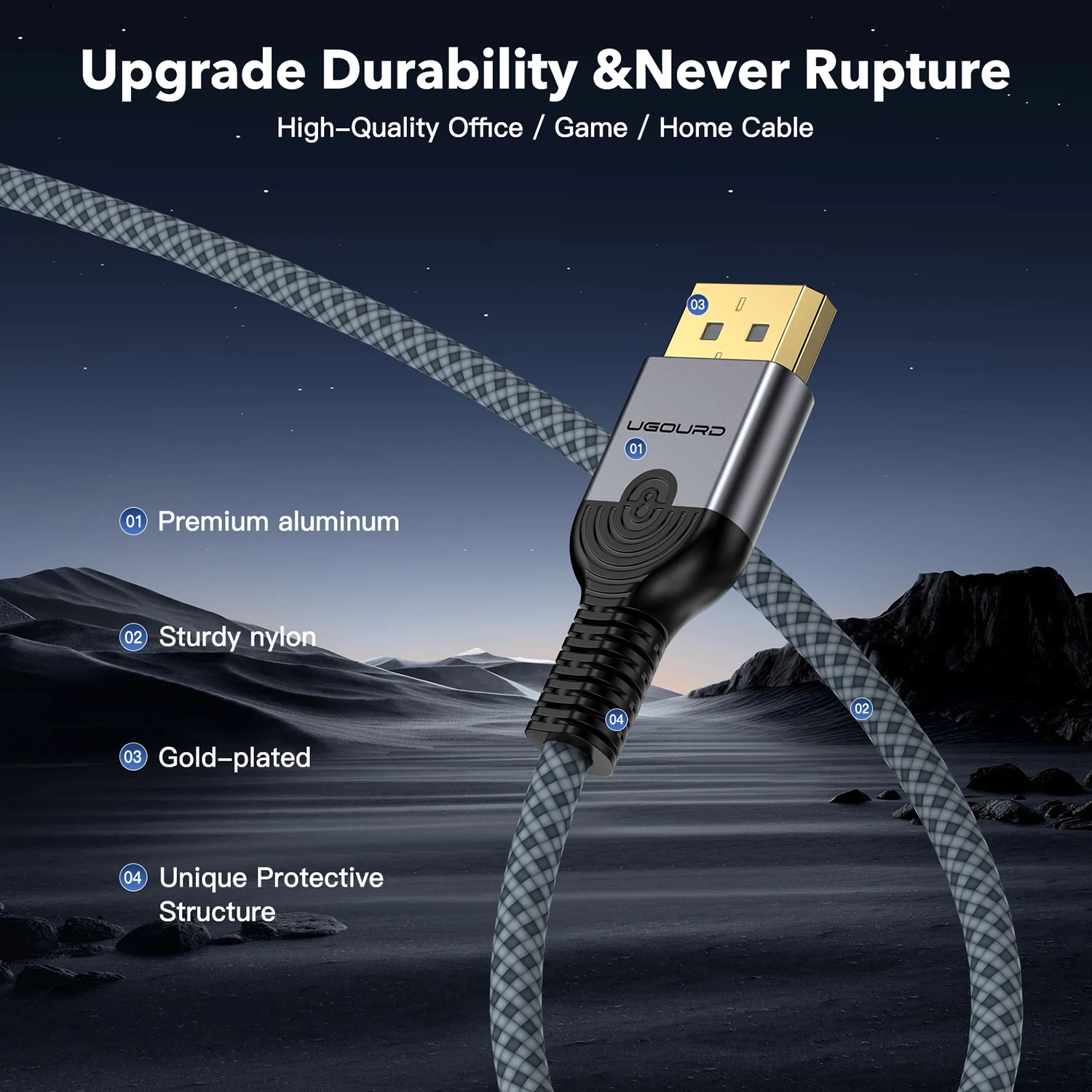 UGOURD DP1.4 Cable 8K 60HZ DP 1.4 1.2 Cable 4K 120HZ 144HZ UHD Ultra high definition video Displayport cable 3m 5m for projector displayport cable