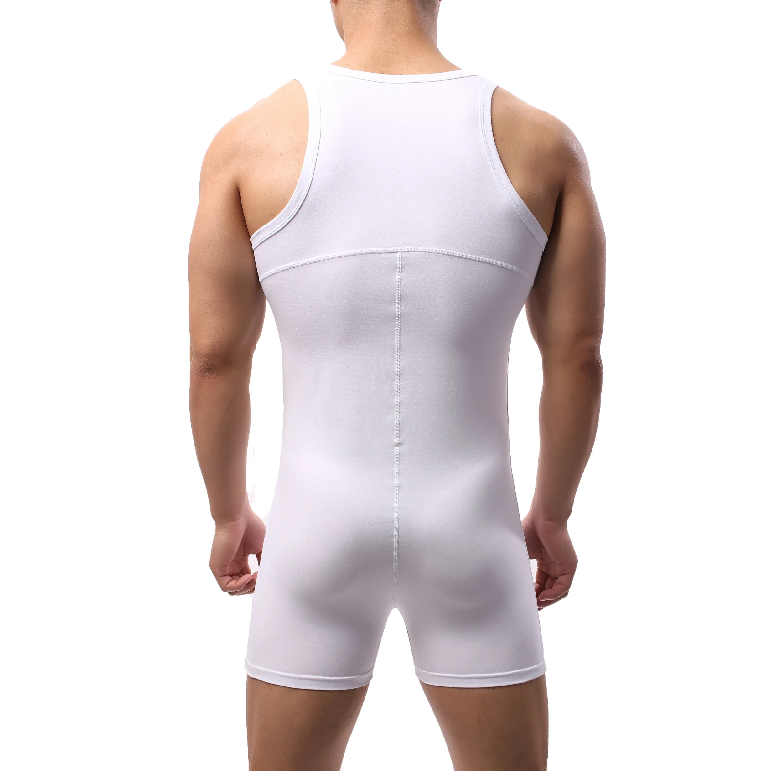Mens Undershirts Cotton One-Piece Rompers Men Bodysuit Wrestling Singlet Sports Leotard Fitness Jumpsuits Boxer Shorts Underwear