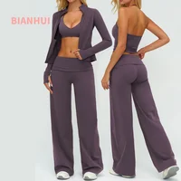 BIANHUI femmes survêtement Yoga ensemble ample décontracté femmes Sports de plein air à manches longues 2/3 pièces ensemble vêtements de sport femme vêtements de sport 1