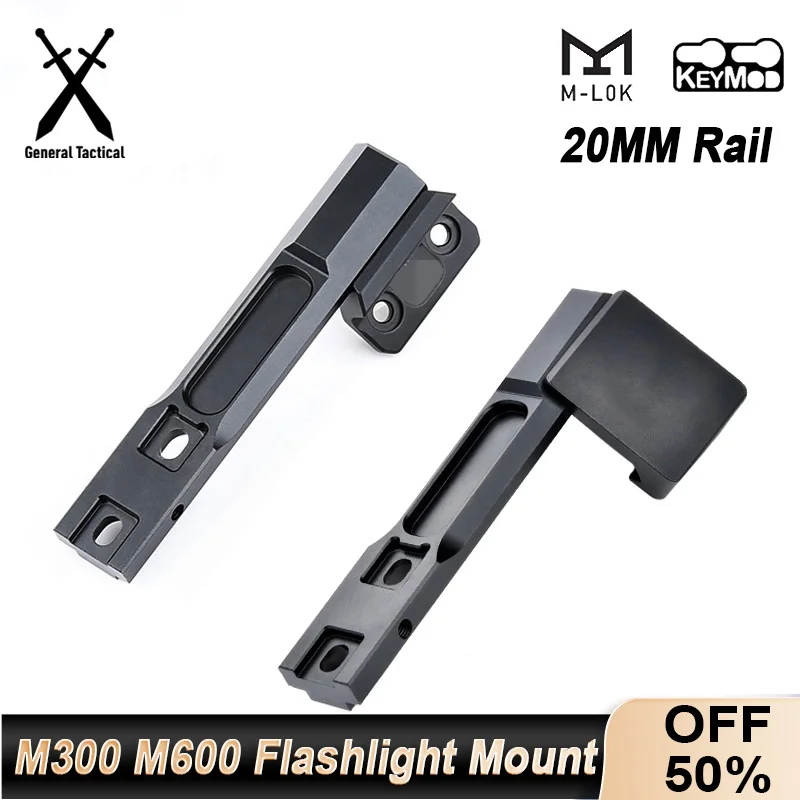

Tactical Offset Adaptive Light Mount Fit 20mm Rail M-Lok Keymod Surefir M600 M300 Weapon Airsoft Accessories Flashlight Base