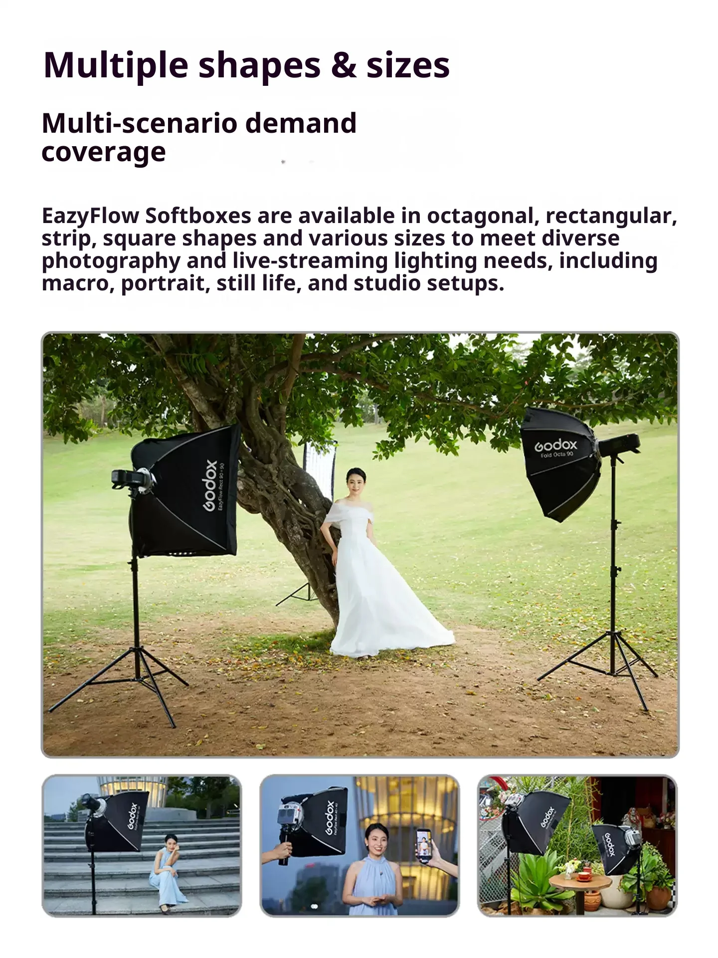 고독스 이지플로우 시리즈 접이식 소프트박스 보웬스 마운트 휴대용 퀵 세팅 조명 디퓨저 (사진 스튜디오 플래시 LED 조명용)