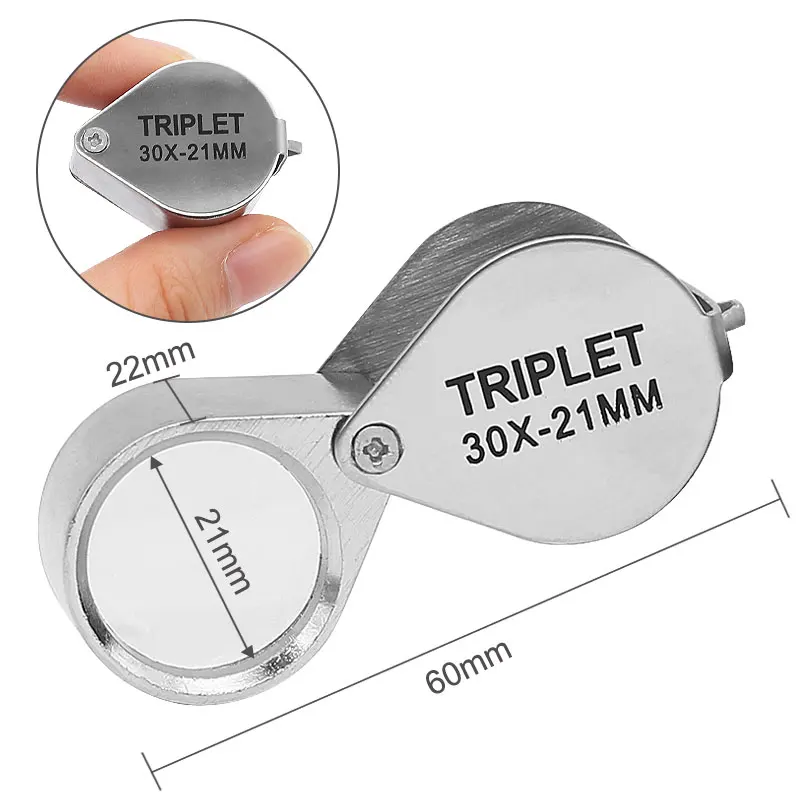 Jewelry Loop Magnifier Pocket Folding Magnifying Glass Jewelers Eye Loupe  30x - Magnifiers - AliExpress