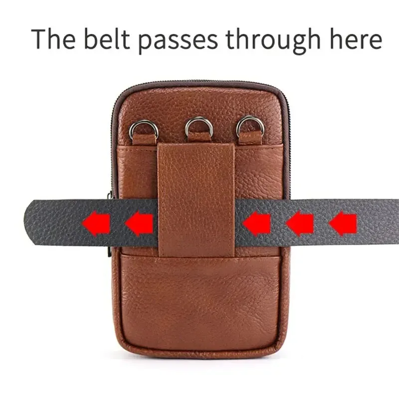 New Men's Large Capacity Mobile Phone Belt Bag Multi functional Waterproof Belt Waist Bag