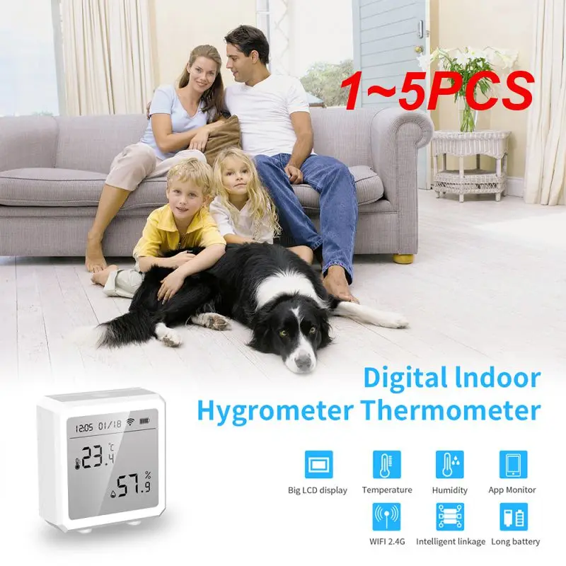 

1~5PCS Tuya Wifi Temperature and Humidity Sensor Wireless Smart Thermometer Hygrometer Detector Works with Alexa Home