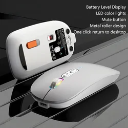 Ultra - Thin Ergonomic Wireless Mouse with Multi - Mode Connectivity and Rechargeable Power Indicator (Silver)