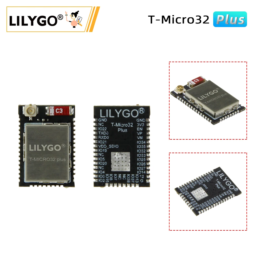 Lilygo® T-micro32 Plus Esp32 Placa de Desenvolvimento sem Fio Wifi Bluetooth Compatível Módulo 8mb Flash 2mb Psram Esp 32 para Arduino