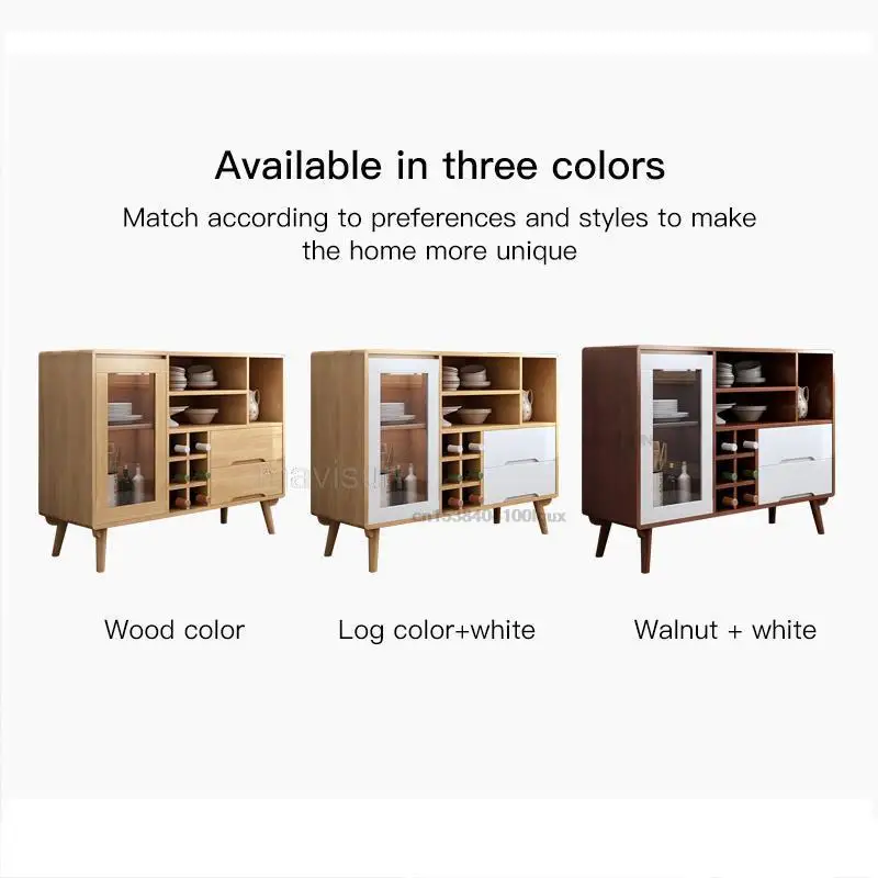 Italian Simple And Modern Wooden Tea Cabinet Classical Living Room Storage Cabinet With Glass Door Minimalist Kitchen Furniture