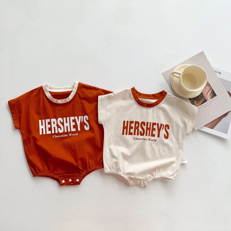 

Newborn Baby Summer Outfits Short Sleeve Crew Neck Letter Print Cotton Romper Jumpsuit Clothes For 0-12 Months Kids