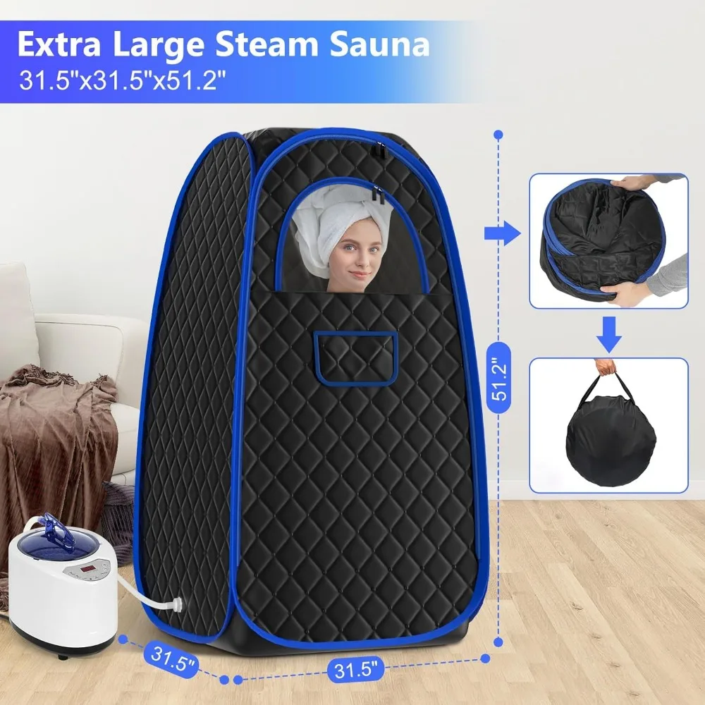 Foldable Steam Sauna, Portable Sauna for Home, Sauna Tent Sauna Box with 2.6L Steamer, Remote Control, Folding Chair, 9 Levels 6