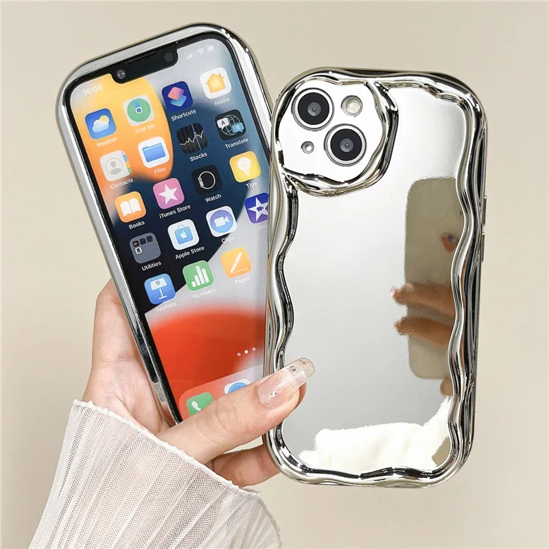 Curly Waves Plating Mirror Phone Case For OPPO Reno 5G Reno8