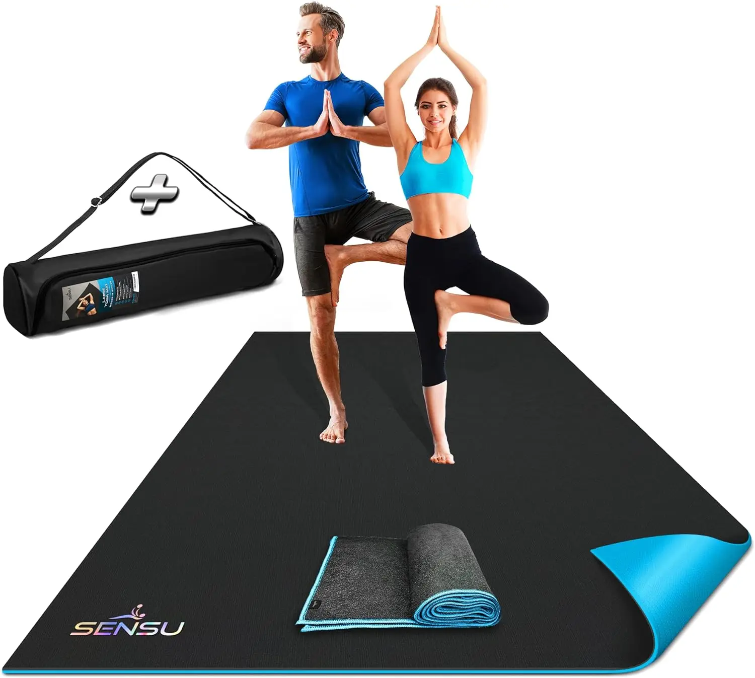 

Large Yoga Mat - 7’ x 5’ x 9mm Extra Thick Exercise Mat for Yoga, Pilates, Stretching, Cardio Home Gym Floor, Non- Slip Anti Tea