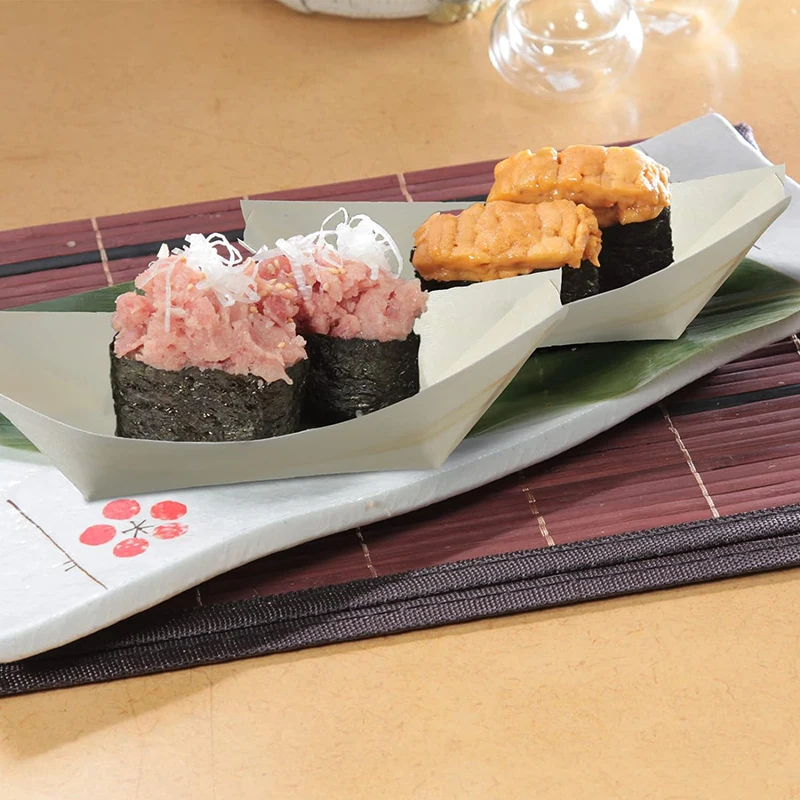 Disposable Containers 50Pcs Disposable Wooden Sushi Plate