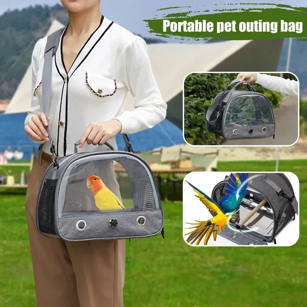 Parrot Carrier Bag Portable Bird Backpack with Perch For Birds Cage Side Window Foldable Samll Pet Travel Cage Bird Supplies pet carrier bag