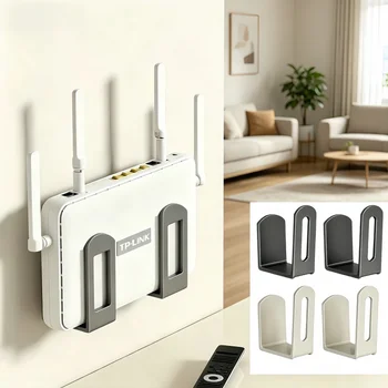 Scatola porta router da parete, salvaspazio, resistente, con staffa di supporto e facile da installare, mensola in plastica senza foratura per casa e ufficio