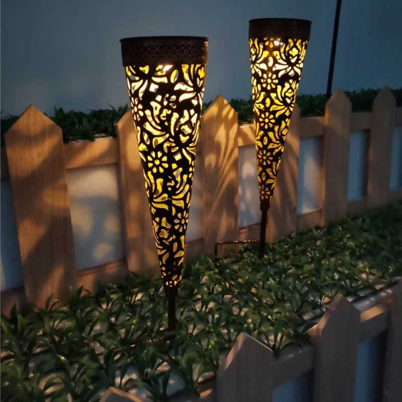 

2 Pcs Metal Solar Lights Garden For Outside Garden Decoration, LED Garden Lights For Balcony Flower Boxes Lawn Path