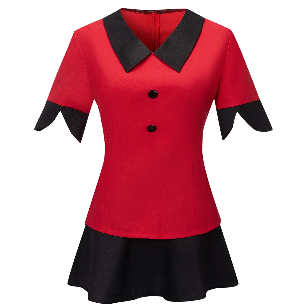 thumbnail image 2 of Disfraz de Cosplay de Vaggie de Anime, pelucas, vestido elegante, uniforme rojo, falda superior, guantes, calcetines, conjunto completo, trajes para mujer, atuendo de fiesta de Halloween, 2 of 5