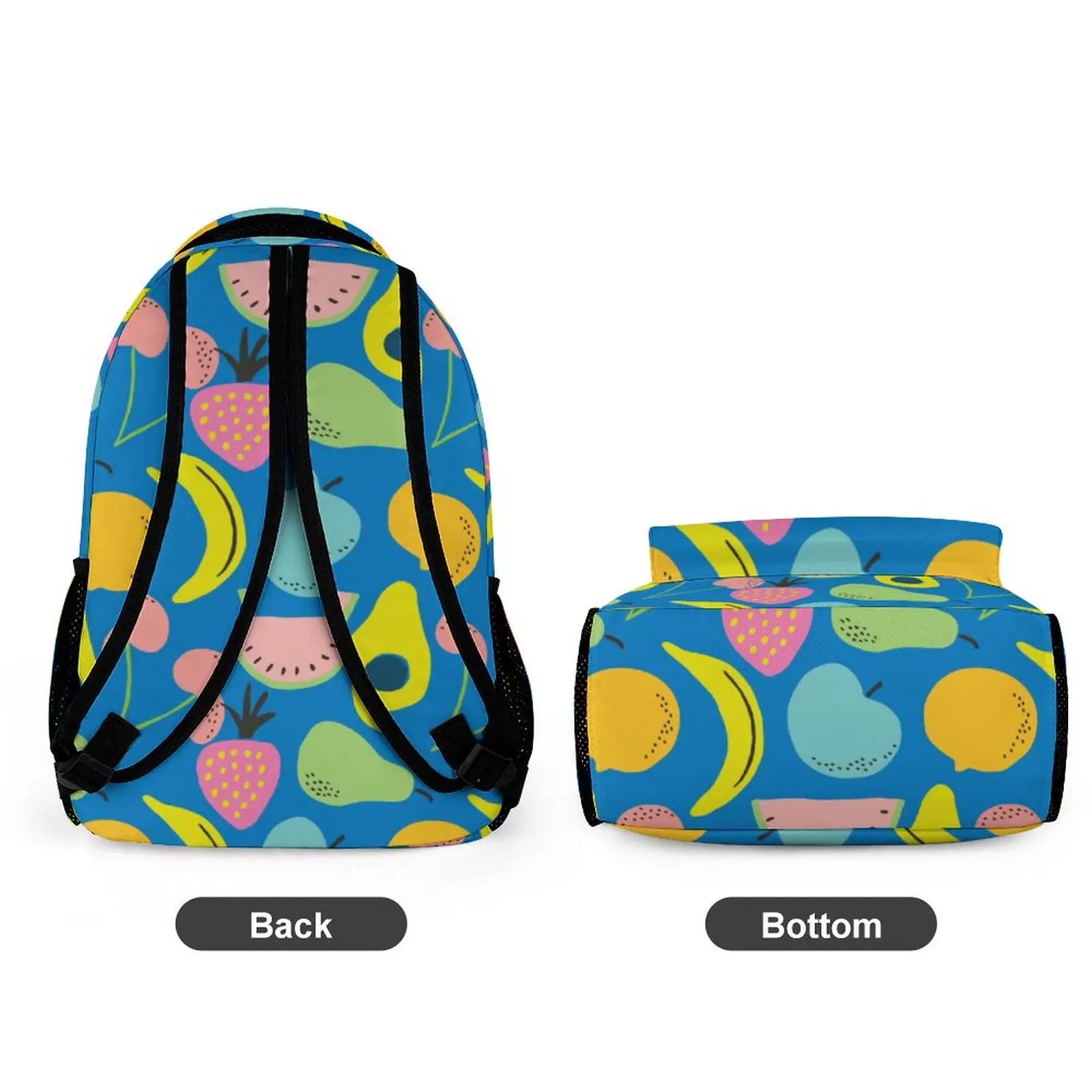 Custom Painted Blue Schoolbag Full Print Simple Backpack Large Capacity Travel Backpack Customizable Your Pattern