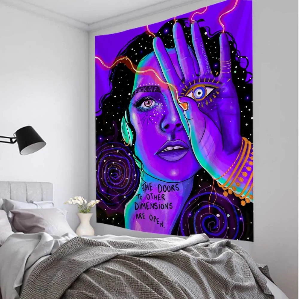 Hippie Wall Big Tapestry Wall Hanging Psychedelic Smoke Cool Girl