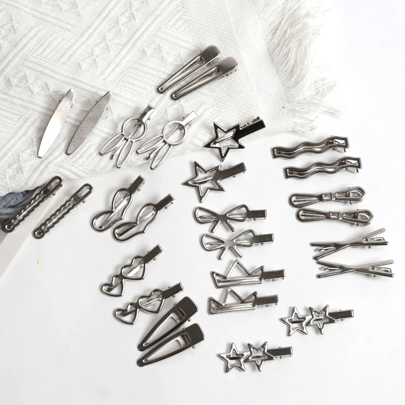 28Pcs/Set Fashion Metal Hair Clips Women Girls Y2K Duckbill Hairpin Personality Headwear Barrettes Hairclip Styling Accessories