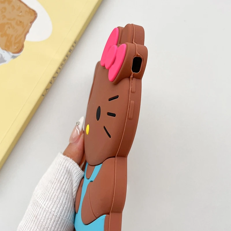 Cartoon kawaii 3D Bow Kitty For iPhone 17 16 15 14 13 12 11 Pro Plus mini Max Xs XR 6 7 8 SE Silicone Soft Cover Case 2