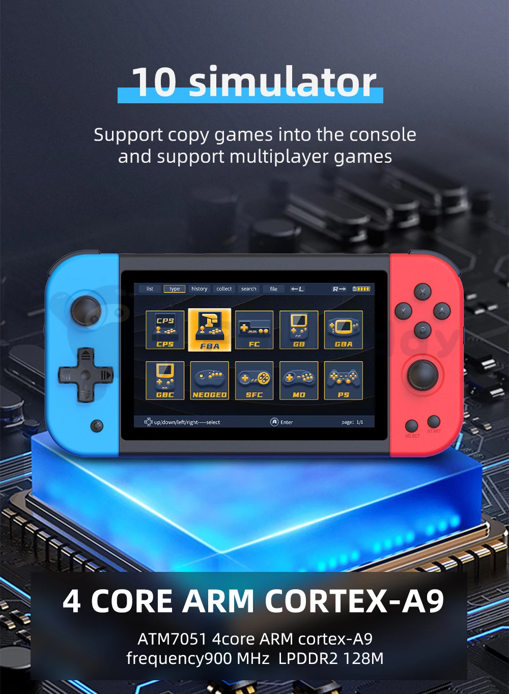 Powkiddy X51 5.0-inch IPS 800*480 Screen Retro Handheld Game Console Supports HD Output Multiplayer Children's Gifts.