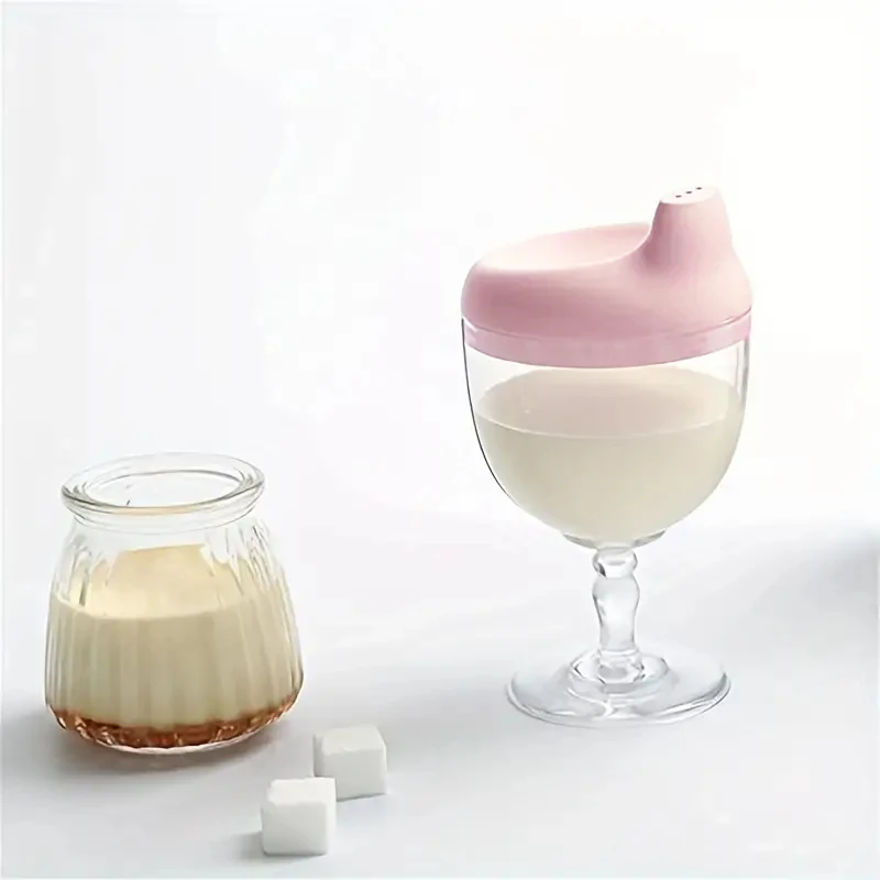 Milk Bottle Glass Milk Bottle Cheerful Birthday Party Cup Plastic Goblet Sippy Cup Wine Glass Beverage Mug & Milk Bottle With Lid for restaurants/cafes