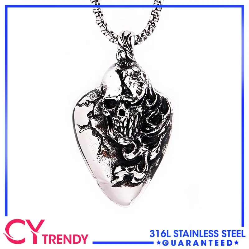 

Trendy Vintage Hip-hop Skull Stainless Steel Tag Pendant Necklace Chain
