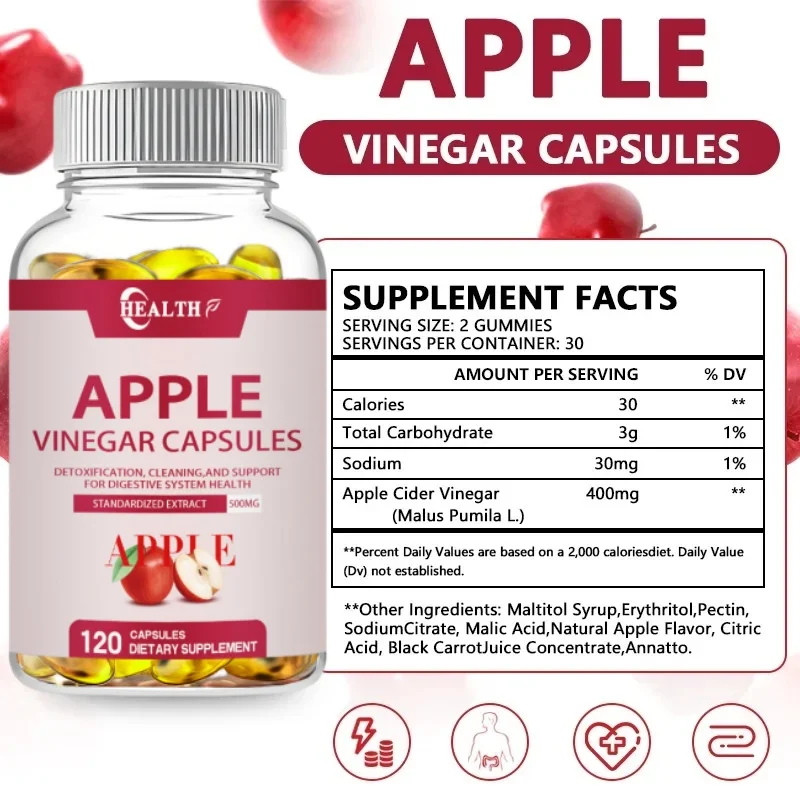 HEALTH Minch Apple Cider Vinegar Capsules Max 400mg Natural Raw with Cinnamon Ginger & Cayenne Pepper Detox Vitamin C Supplement